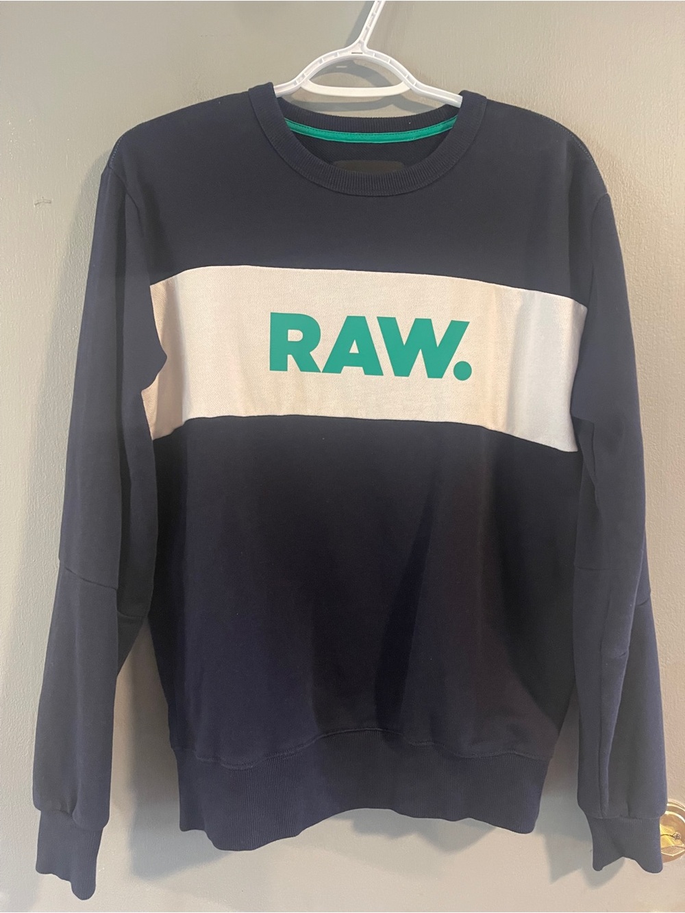 G-Star Raw Men's Bellar Stalt DC R SW L/S Spellout Crewneck Sweatshirt Size S